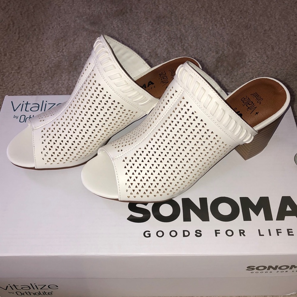 White Open Back Heels